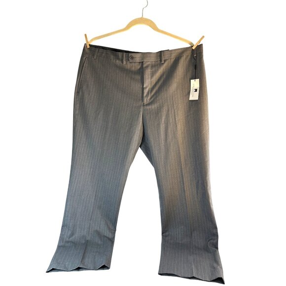 Michael Strahan Collection Mens Pants Pin Striped Gray 44x32 NWT - Picture 1 of 7